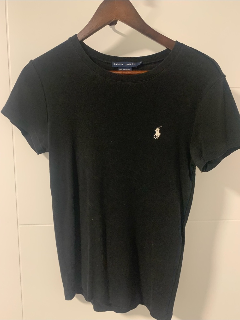Ralph Lauren ladies Black Crew Neck Polo Logo T-Shirt A16